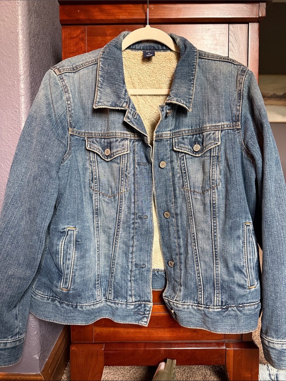 GAP Light Blue Denim Jacket with Cream Sherpa Lining